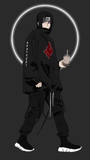 Aesthetic Sasuke Casual All-black Outfit Wallpaper