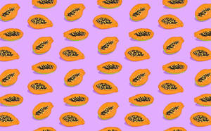 Aesthetic Sliced Papaya Fruits Purple Background Wallpaper