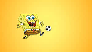 Aesthetic Spongebob Playing Football Laptop Wallpaper