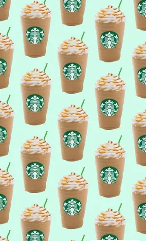 Aesthetic Starbucks Caramel Coffee Drink In Pastel Green Wallpaper
