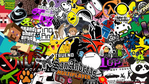 Aesthetic Stickers Of Characters Wallpaper