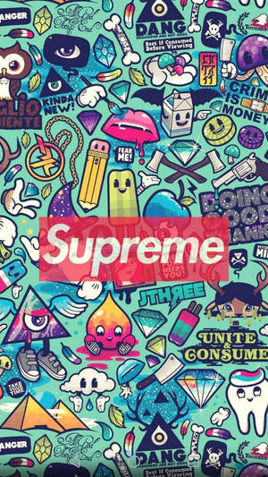 Aesthetic Stickers Supreme And Doodles Wallpaper