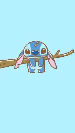 Aesthetic Stitch Hanging On Tree Branch Disney Wallpaper