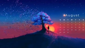 Aesthetic Tree August 2021 Calendar Wallpaper