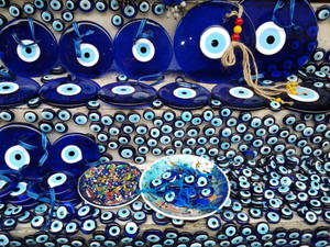 Aesthetic Turkish Evil Eye Souvenir On Display Wallpaper