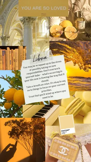 Aesthetic Yellow Libra Zodiac Wind Horoscope Wallpaper