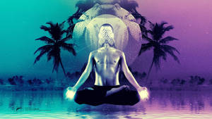 Aesthetic Yoga Meditation Digital Art Wallpaper