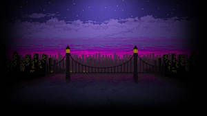 Aesthetic Youtube City Bridge Pixel Art Wallpaper