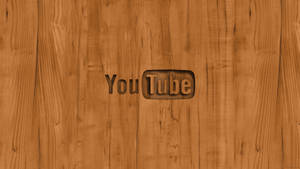 Aesthetic Youtube Etched Wooden Logo Wallpaper