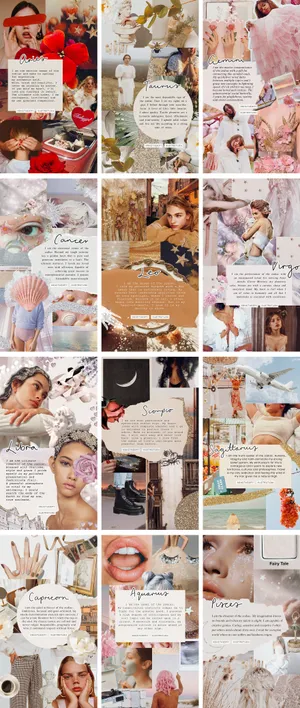 Aesthetic Zodiac Horoscope Wind Element Collage Wallpaper