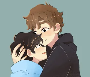 Affectionate Cartoon Couple Illustration Wallpaper