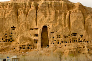 Afghanistan Bamiyan Sandstone Carving Wallpaper