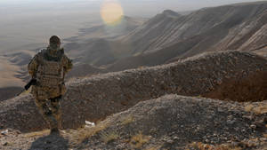 Afghanistan Soldier On Mountain Wallpaper