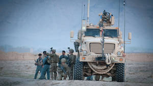 Afghanistan Troops With Vehicle Wallpaper