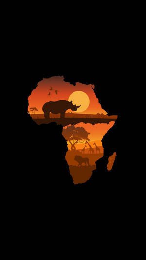 Africa Map With Animals Wallpaper