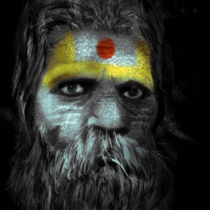 Aghori Yellow Red Face Paint Wallpaper
