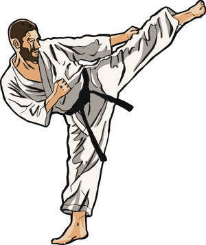 Agile Karate Master Delivering High Kick Wallpaper