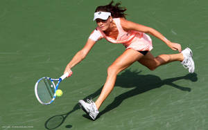 Agnieszka Radwanska Running For Forehand Stroke Wallpaper