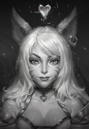 Ahri Black And White Wallpaper