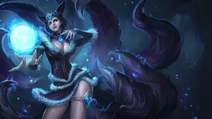 Ahri In Blue And Black Wallpaper
