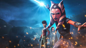 Ahsoka Tano In A Battle Stance Wallpaper