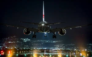 Airplane At Night Wallpaper