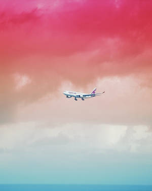 Airplane In Gradient Sky Wallpaper