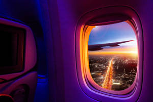 Airplane Purple Window Wallpaper