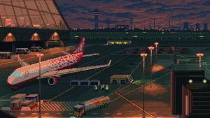 Airport Pixel Art Wallpaper