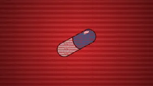 Akira Capsule On Red Stripes Wallpaper