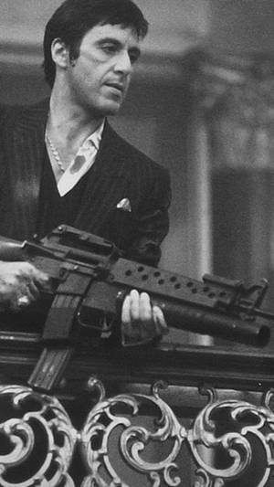 Al Pacino Scarface Gunfight Monochromatic Wallpaper