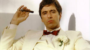 Al Pacino Scarface Holding A Cigar Wallpaper