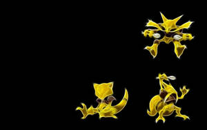 Alakazam Line Glowing Black Background Wallpaper