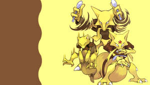 Alakazam Line Yellow Brown Background Wallpaper