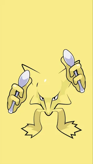 Alakazam Yellow Background Head Wallpaper
