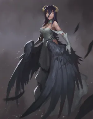 Albedo Black Angel Wings Wallpaper