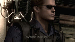 Albert Wesker In Action In Intense Video Game Scene Wallpaper