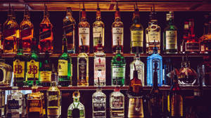 Alcohol Bottles On Liquor Store Wallpaper