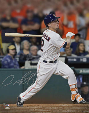 Alex Bregman Looking Up While Swinging Wallpaper