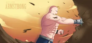 Alex Louis Armstrong, The Strong Arm Alchemist, Flexing His Muscles For A Heroic Pose. Wallpaper