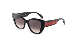 Alexander Mcqueen's Iconic Black Bold Fashion Sunglasses Wallpaper