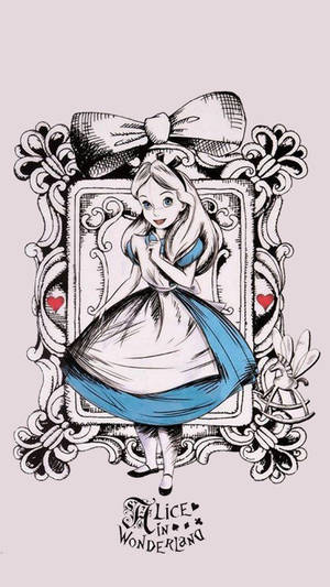 Alice In Wonderland Cartoon Drawing Wallpaper