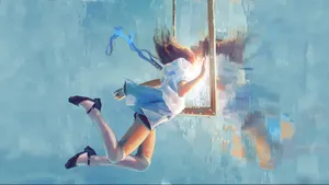 Alice In Wonderland Mirror Portal Paint Art Wallpaper