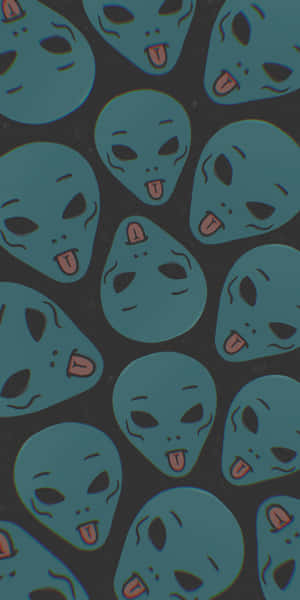 Aliens With Tongues On A Black Background Wallpaper