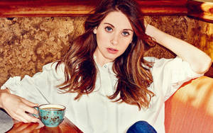 Alison Brie And Cup Of Tea Wallpaper