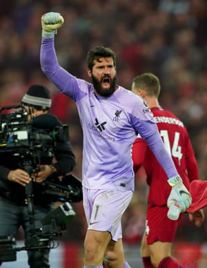 Alisson Becker Purple Liverpool Jersey Wallpaper