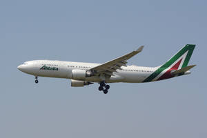 Alitalia Green On Vertical Stabilizer Wallpaper