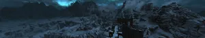 Alluring View Of A Dark Triple Monitor Setup Wallpaper