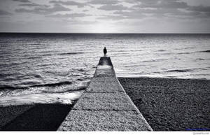 Alone Boy In Grey Scale Shot Wallpaper