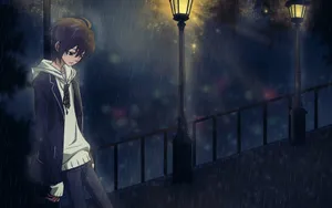 Alone Sad Anime Boys On The Corner Wallpaper